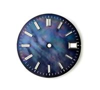 OYOSIDA 28.5MM Mechanical Dial Pearl Shell Surface Watch Dial Strong Blue Luminous Face Watch Dials for NH35/NH36 Watch Movement Repair Part, Black