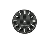 OYOSIDA 28.5MM Mechanical Dial Striped Dial Strong Blue Green Luminous Face Watch Dials for NH35/NH36/4R/6R Watch Movement Accessories, Black