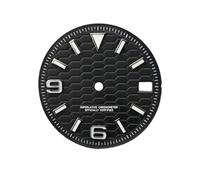 OYOSIDA 28.5MM Mechanical Dial Strong Blue Luminous Face Watch Dials for NH 35/NH36/4R/6R Movement Pattern of Squares Watch Accessories, Black