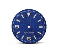 OYOSIDA 28.5MM Mechanical Dial Strong Blue Luminous Face Watch Dials for NH 35/NH36/4R/6R Movement Pattern of Squares Watch Accessories, Blue