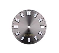 OYOSIDA 28.5MM Mechanical Dial Strong Green Luminous Face Genuine Sunburst Dials for NH 35/NH36/4R/6R Watch Movement Repair Part, Silver