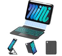 OYOSUOGG for iPad mini A17 Pro (7th) 2024 & iPad mini 6th Gen 2021 8.3 Inch Case with Detachable Keyboard & Trackpad, 7-Color Backlit, Pencil Holder, Magnetic Raised Floating Stand Keypad, Black