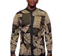OYOZONE African Shirt Men African Attire Print Long Sleeve Dashiki for Men