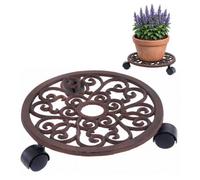 Oypla 12" Cast Iron Plant Flower Pot Mobile Mover Trolley Stand