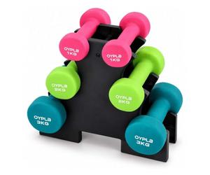 Oypla 12kg Neoprene Hand Dumbbell Workout Weight Set Including Stand
