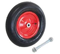 Oypla 16" 4.00-8 Steel Rim Wheelbarrow Replacement Pneumatic Tyre Wheel Including Axle
