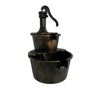 Oypla 2 Tier Cascading Barrel Garden Water Pump Fountain Feature