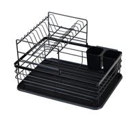 Oypla 2 Tier Multifunction Dish Drainer Drying Rack with Cutlery Holder and Removable Tray