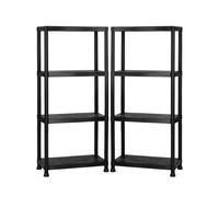 Oypla 2x 4 Tier Plastic Heavy Duty Shelving Racking Unit in Black Oypla Black