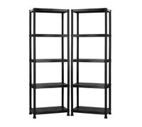 Oypla 2x 5 Tier Plastic Heavy Duty Shelving Racking Unit in Black Oypla Black