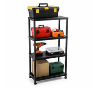 Oypla 4 Tier Black Plastic Heavy Duty Shelving Racking Storage Unit
