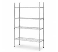 Oypla 4 Tier Heavy Duty Steel Wire Rack Storage Shelving Unit with Wheels