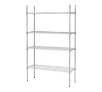 Oypla 4 Tier Heavy Duty Wire Rack Shelving Unit with Wheels in Silver Oypla Silver