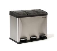 Oypla 45L Stainless Steel Triple Compartment Recycling Pedal Kitchen Waste Bin