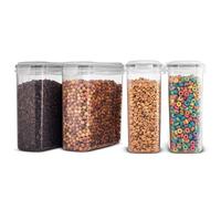 Oypla 4pc Airtight Reusable Plastic Kitchen Pantry Food Cereal Storage Container Organiser Set