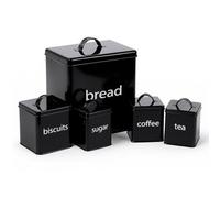 Oypla 5 Piece Metal Kitchen Canister Set in Black Oypla Black