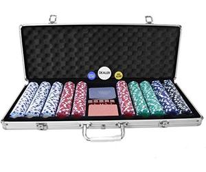 Oypla 500 Piece Poker Set Complete Casino Style Case Chips Cards Dice | Complete Card Game Kit for Home, Parties and Games Nights - Includes Dealer Button and Accessories, Organised Carry Storage