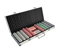 Oypla 500 Piece Poker Set Complete With Chips, Cards, Dice, & Casino Style Case in Silver Oypla Silver