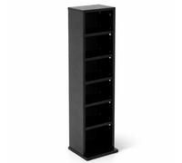 Oypla 6 Tier Black Wooden Cd Game Book Shelf Storage Tower Rack - Fits 102 Cds