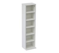 Oypla 6 Tier White Wooden CD DVD Game Book Shelf Storage Tower Rack - Fits 102 CDs