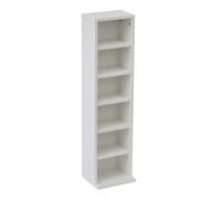 Oypla 6 Tier White Wooden CD DVD Game Book Shelf Storage Tower Rack - Fits 102 CDs