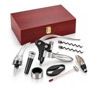 Oypla 9pc Wine Opener Accessory Gift Set with Rabbit Corkscrew | Includes Bottle Pourers, Stopper, Thermometer, Drip Ring, Foil Cutter