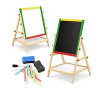 Oypla Adjustable Childrens 2-in-1 Wooden Easel Black White Board Oypla Multicolor