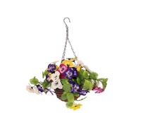 Oypla Artificial Garden Hanging Wicker Basket with Multicoloured Flowers