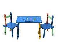 Oypla Childrens Wooden Crayon Table & Chairs Set Oypla Multicolor