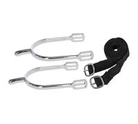 Oypla Coco Equestrian 1 Pair Ladies Drop-Shape 30mm Stainless Steel Spurs with Straps