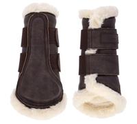 Oypla Coco Equestrian Dark Brown Faux Fur Horse Gaiters Tendon Boots - Cob