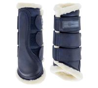 Oypla Coco Equestrian Navy Faux Fur Horse Gaiters Tendon Boots - Full
