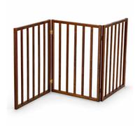Oypla Dark Brown Dog Safety Folding Wooden Pet Gate Portable Barrier