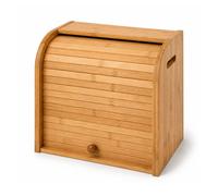 Oypla Double Layer Roll Top Bamboo Wooden Bread Bin Kitchen Storage