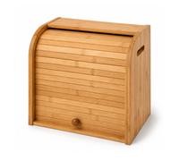 Oypla Double Layer Roll Top Bamboo Wooden Bread Bin Kitchen Storage