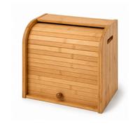 Oypla Double Layer Roll Top Bamboo Wooden Bread Bin Kitchen Storage