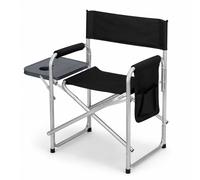 Oypla Folding Lightweight Outdoor Portable Directors Camping Chair with Side Table in Black Oypla Black