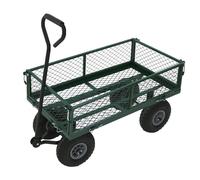 Oypla Heavy Duty Metal Gardening Trolley - Green Trailer Cart