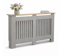 Large Wooden Slatted Grill Radiator Cover Cabinet Oypla Grey One Size
