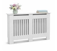 Oypla Large White Wooden Slatted Grill Radiator Cover MDF Cabinet