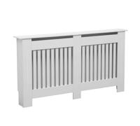 Oypla Large Wooden Slatted Grill Radiator Cover Cabinet in White Oypla White