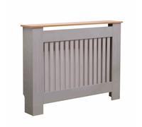 Oypla Medium Grey Wooden Slatted Grill Radiator Cover MDF Cabinet