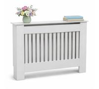 Oypla Medium White Wooden Slatted Grill Radiator Cover MDF Cabinet
