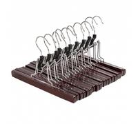 Oypla Pack of 10 Brown Wooden Non-Slip Clothes Garment Coat Skirt Trouser Hangers