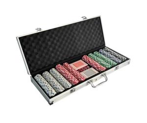 Oypla Poker Set - 500 Piece Texas Hold Em Complete With Chips, Cards, Dice, And Casino Style Case