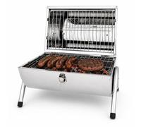 Oypla Portable Stainless Steel Table Top Barrel BBQ in Silver Oypla Silver
