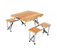 Portable Wooden Folding Outdoor Picnic Table and Bench Set Oypla Brown One Size