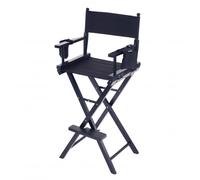 Oypla Professional Black Wooden Folding Director Makeup Chair with 2 Storage Pouches