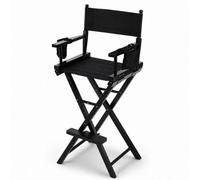 Oypla Professional Black Wooden Folding Director Makeup Chair with 2 Storage Pouches