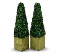Oypla Set Of 2 Artificial Topiary Boxwood Pyramid Trees 90Cm Indoor Outdoor Decoration
